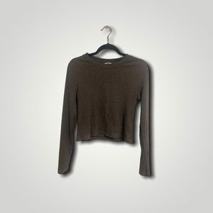 Grey Ribbed Crop Top